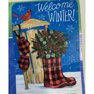 Buffalo Check Christmas House Flag Holiday Party Banner Cardinal Winter Decor